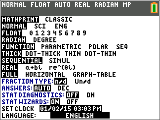 ti84 calculator mode screen